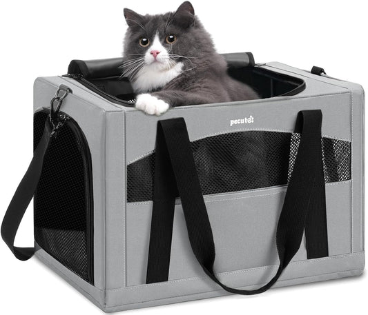 pecute Cat Carrier Stable, Pet Carrier Breathable and Portable, Cat Carriers Bag with Scientific Hidden Partition, Carriers for Cat Under 5kg, Dog Carrier Suitable for Travel and Outing, Gray