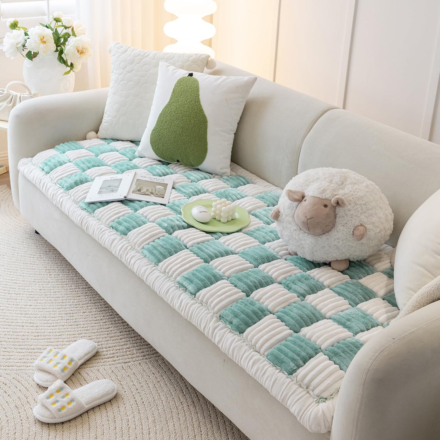 Pet Couch Cover for Sofa, Dog Cover for Couch, Washable Pet Couch Covers for Large Dogs, Anti-Slip Dog Bed Mat for Couch (Sky-Blue, 27x59 inch)