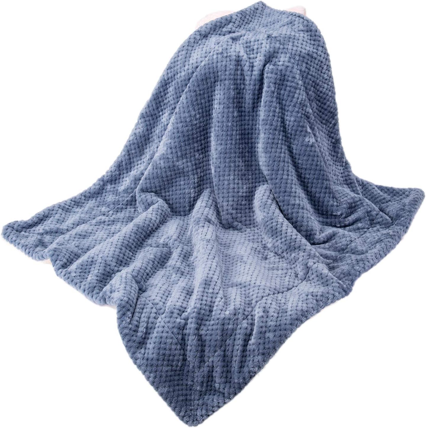 Fuzzy Dog Blanket or Cat Blanket or Pet Blanket, Warm and Soft, Plush Fleece Receiving Blankets for Dog Bed and Cat Bed, Couch, Sofa, Travel and Outdoor, Camping (Blanket (40" x 48"), DW-Smoked Blue)