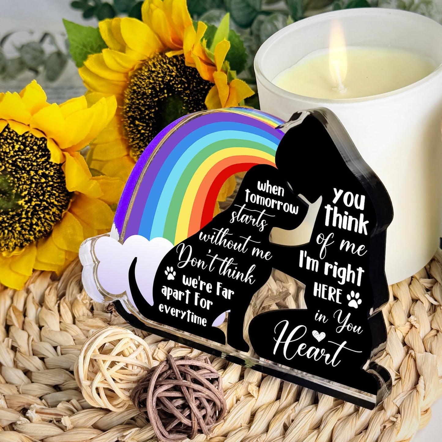 Pet Memorial Gifts, Sympathy Gifts for Loss of Dog Cat, Pet Sympathy Present, Bereavement Gift for Loss Pet, Pet Memorial Acrylic Rainbow Bridge Decorations, Condolences Gift for Remembrance