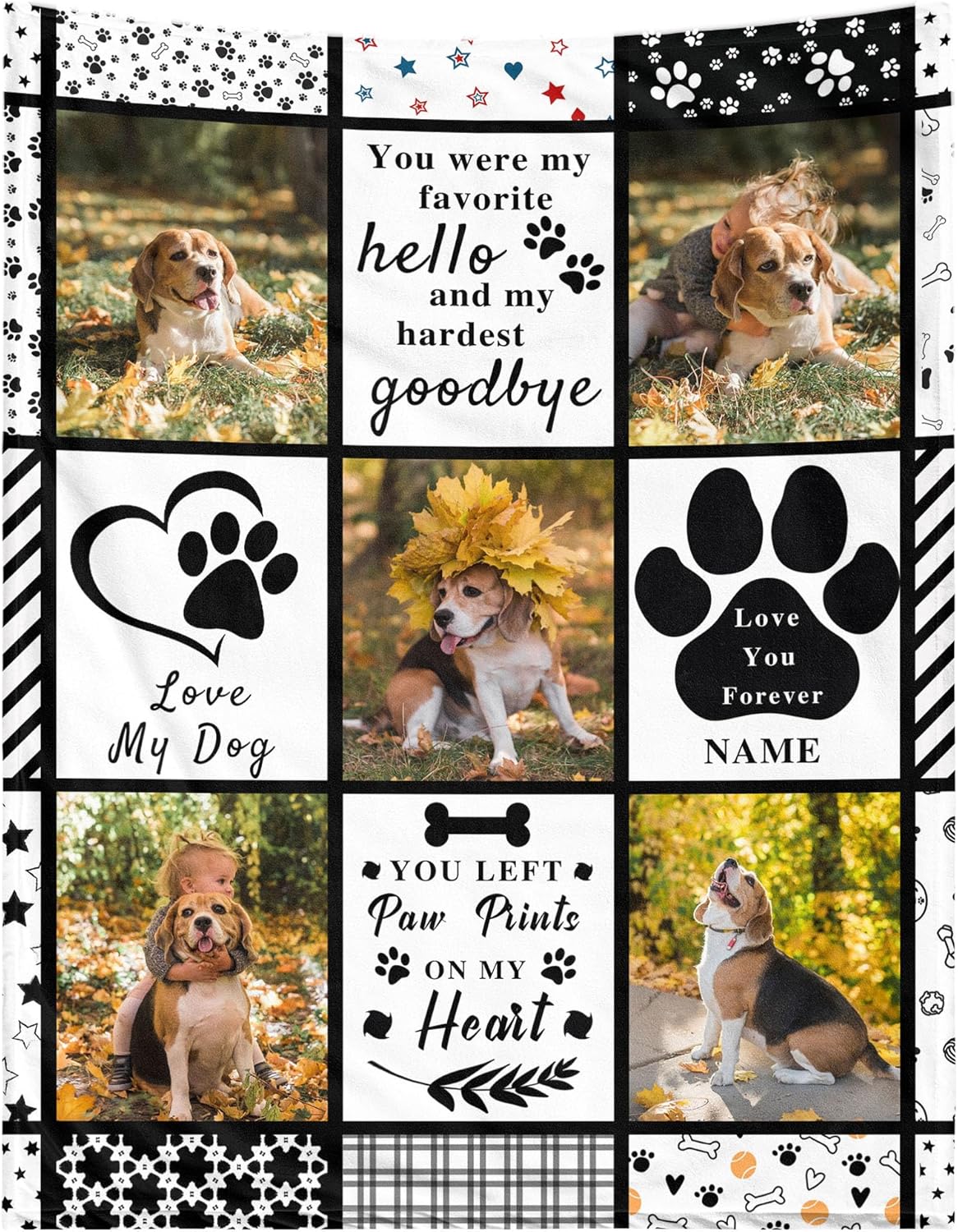 Funny DIY Personalized Pet Memorial Blanket with Photo Pet Memorial Gifts for Dogs Cats Loss of Dog Sympathy Gift Dog Bereavement Remembrance Pets Loss Gifts Custom Dogs Picture Blanket