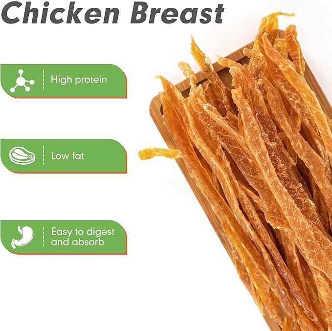 MON2SUN Dog Treats, Chicken Jerky Strips for Small Dogs, High Protein & Grain Free Snacks, Easy to Digest Training Treats (Chicken, 17.64 Ounce -Pack of 1)