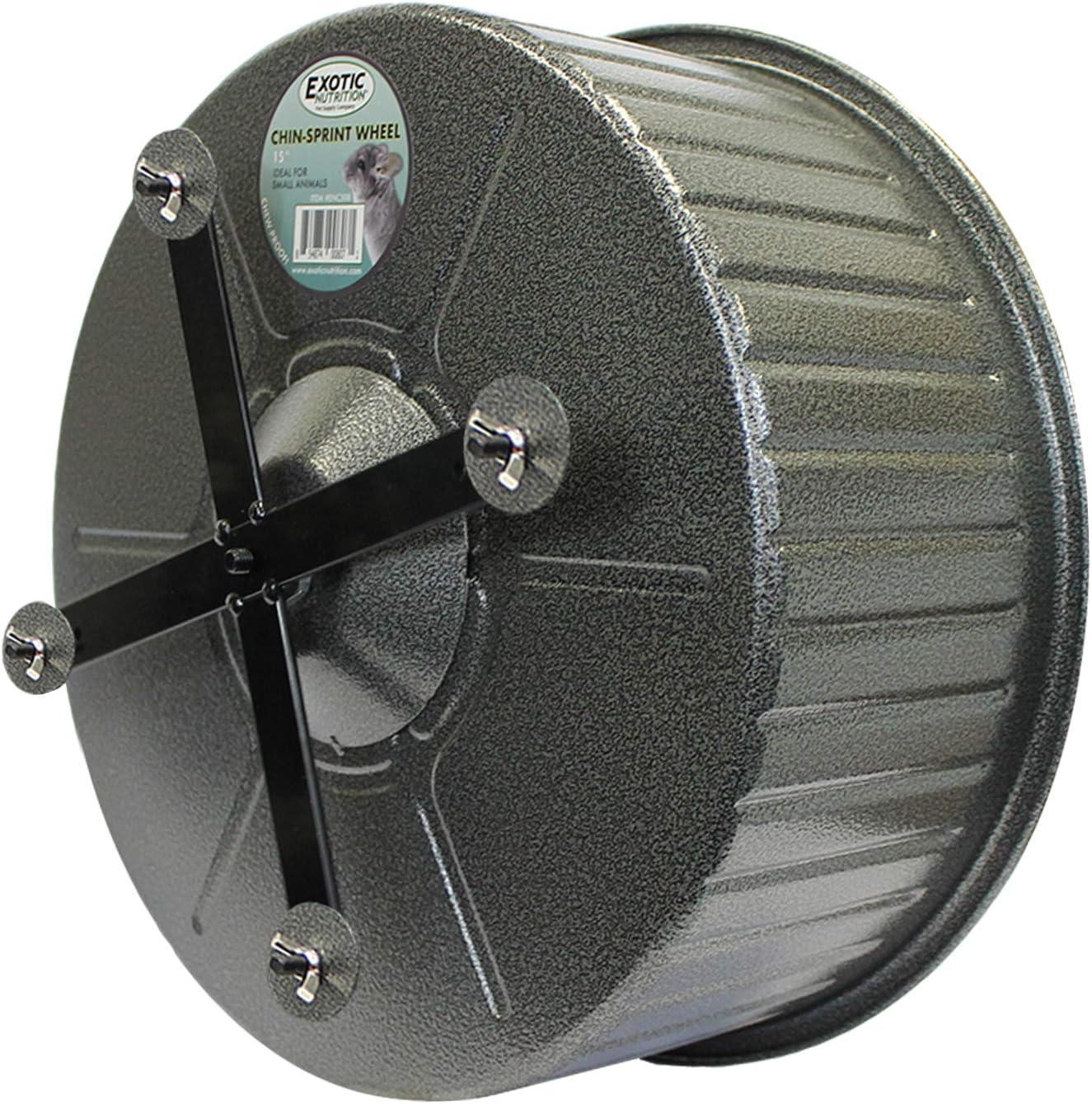 15" Chin-Sprint : All-Metal Durable, Fast Exercise Wheel - for Chinchillas, Prairie Dogs, Rats, Degus, Hedgehogs, Opossums & Other Small Pets (Black)