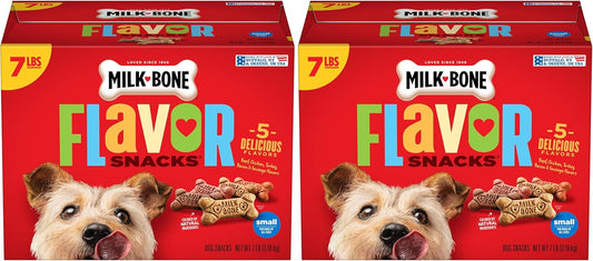 Milk-Bone Flavor Snacks Dog Treats, Small Biscuits, Crunchy Texture Helps Reduce Tartar 14lbs (2 Pack of 7lbs)