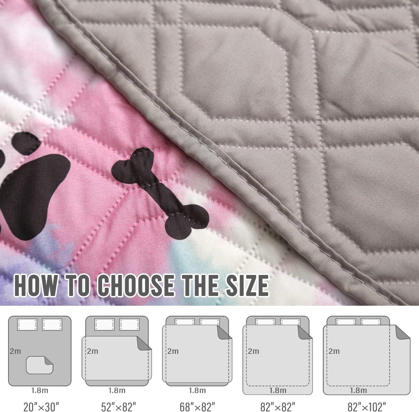 Dog Bed Cover for Pets Blankets Rug Pads for Couch Protection Waterproof Bed Covers Dog Blanket Furniture Protector Reusable Changing Pad (20X30, Red+Black Paw Bone)