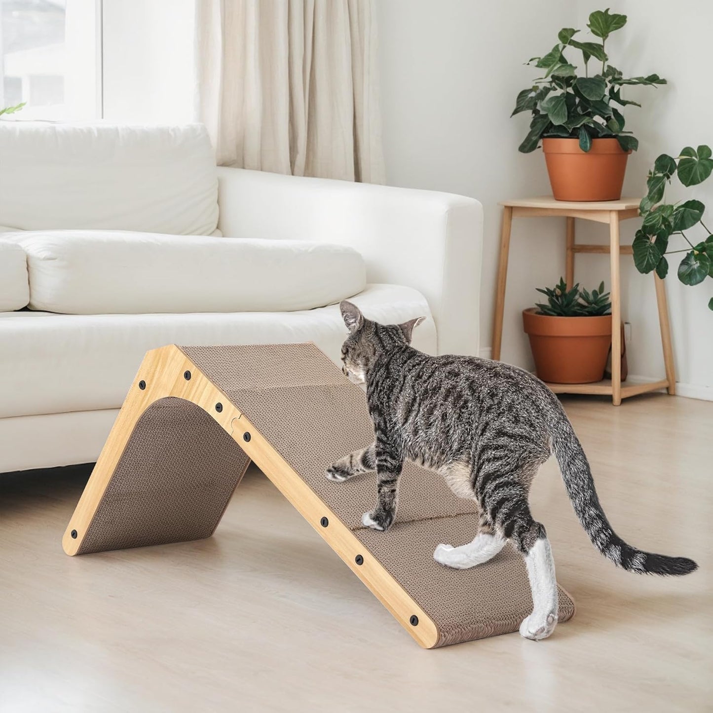 Cat Scratcher, 26.7 L Shape Cat Scratch Pad Wall Mounted, Cat Scratching Cardboard for Indoor Cats