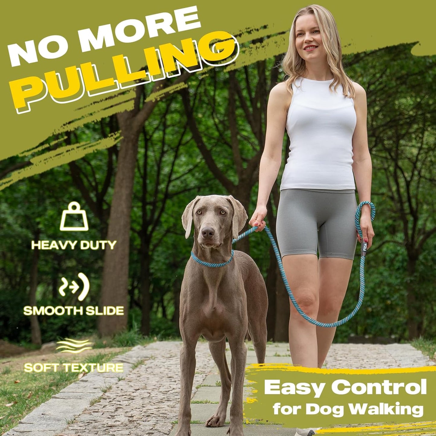 Fida Slip Leads for Dogs, 4 FT x 1/2" Dog Leash Heavy Duty Comfortable Strong Rope Lead for Large, Medium Dogs, No Pull Pet Training Leash with Highly Reflective, Blue