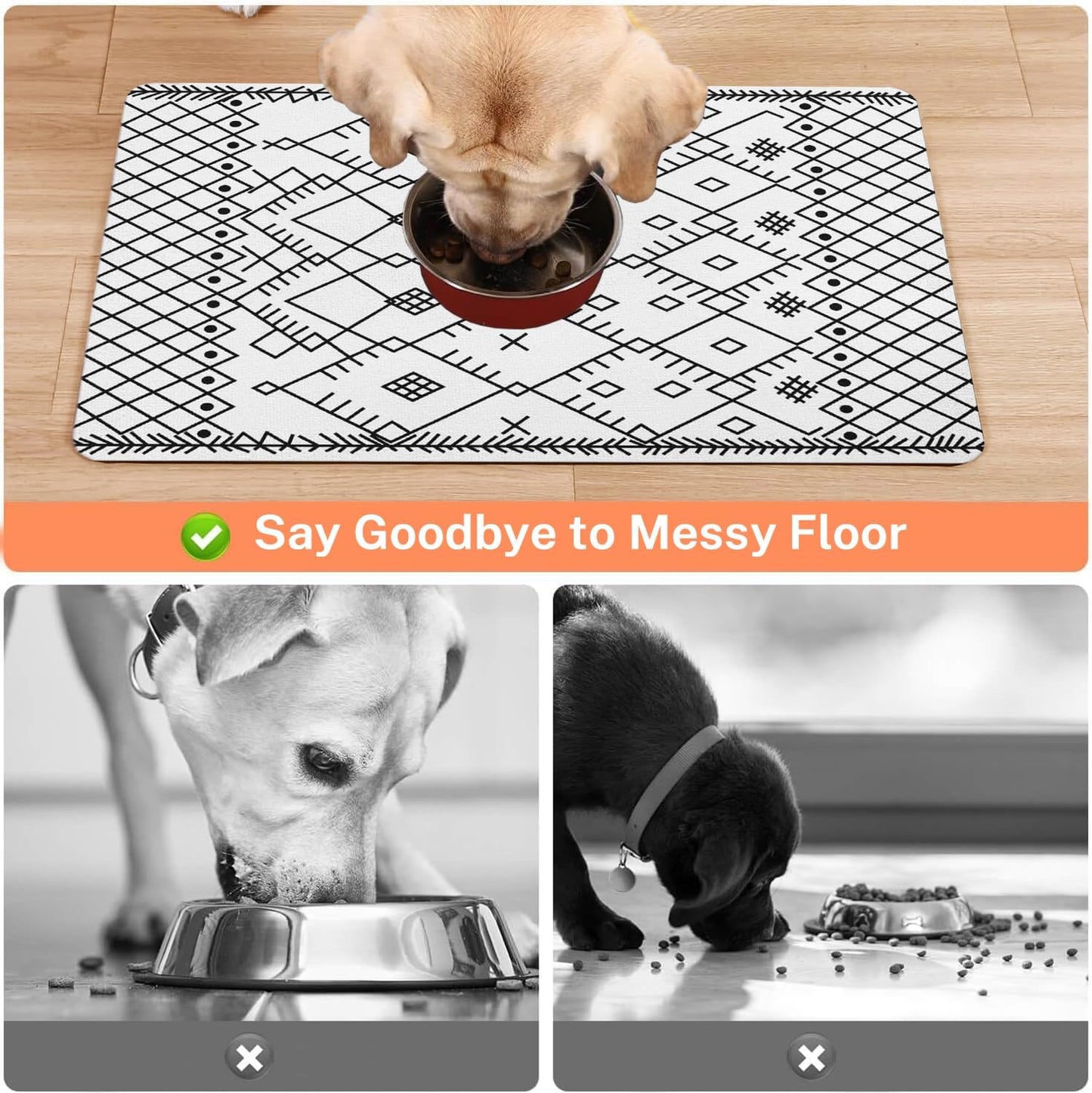 Absorbent Pet Dog Bowl Mat for Food and Water, Pet Cat Food Feeding Mat with Non Slip Rubber Backing, Dog Food Mats for Floors Waterproof, 24"x32"