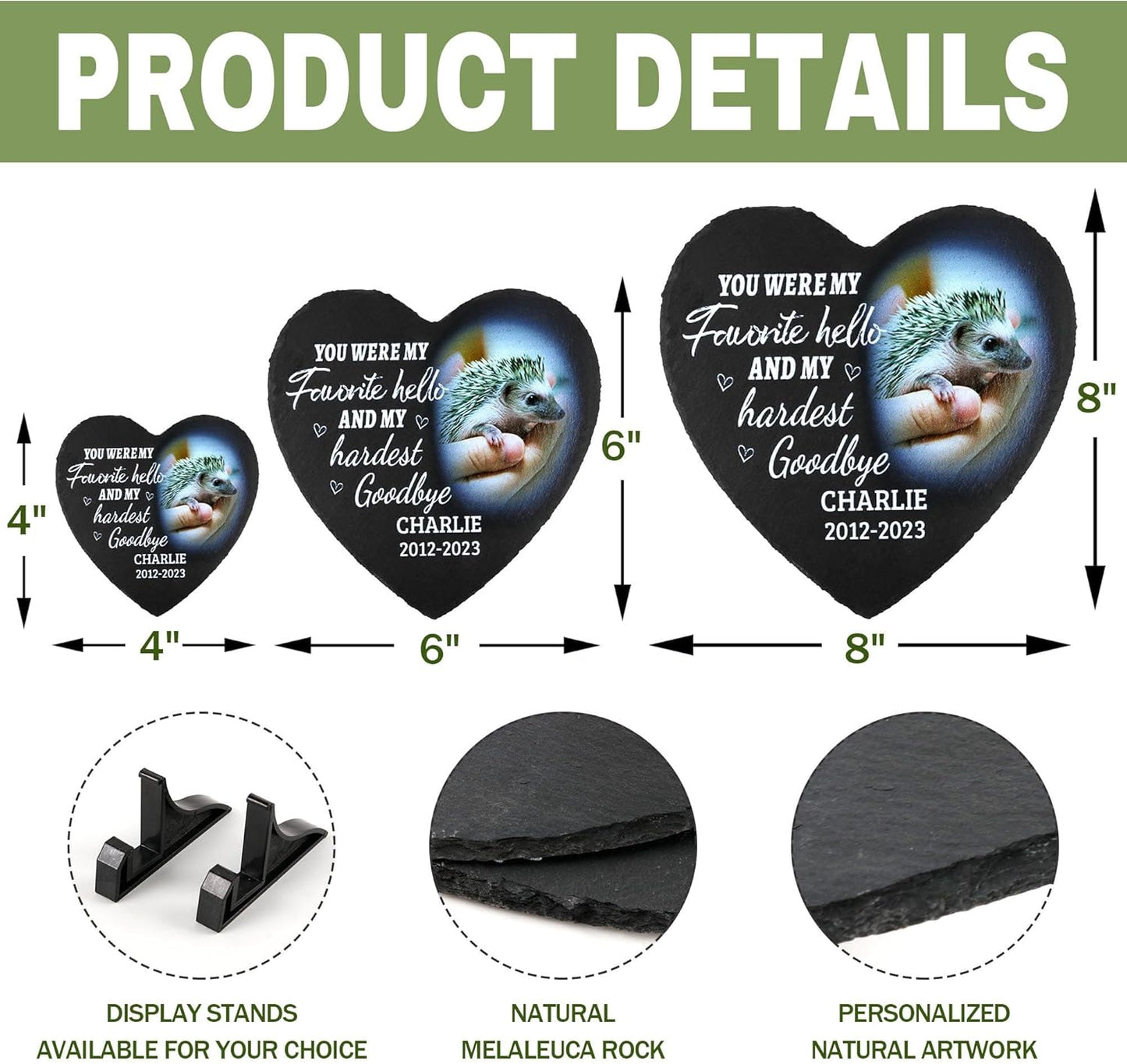 ODB Gifts for Loss of Hedgehog, Hedgehog Memorial Stone, Hedgehog Memorial Gifts, Hedgehog Loss Gifts, Hedgehog Head Stones, Hedgehog Grave Marker, Gifts for Hedgehog Lovers (Hedgehog)