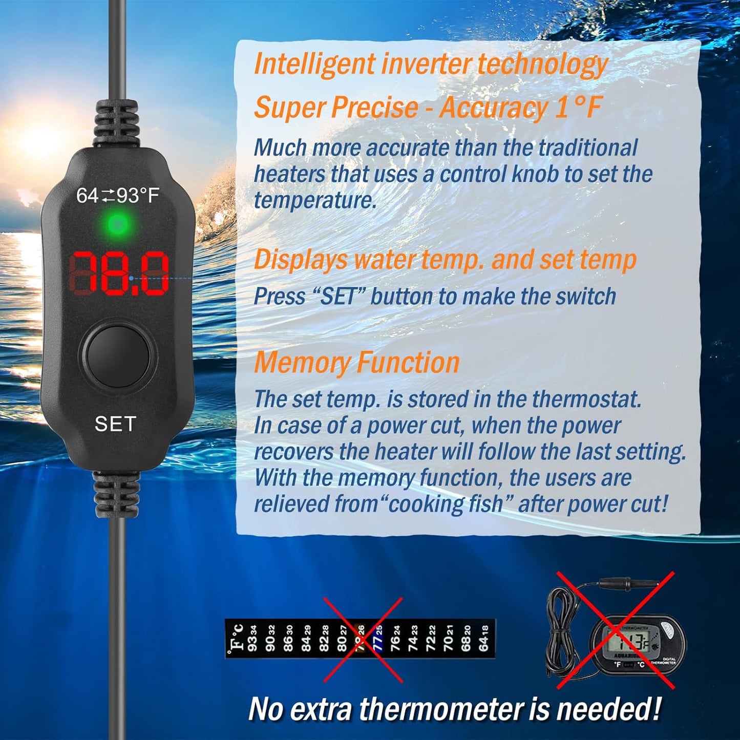 Mini Aquarium Heater 30W Super Small Fish Tank Heater with Digital Display Thermostat, Betta Tank Heater Turtle Heater Small Aquarium Heater for 4-6 Gallon Tanks