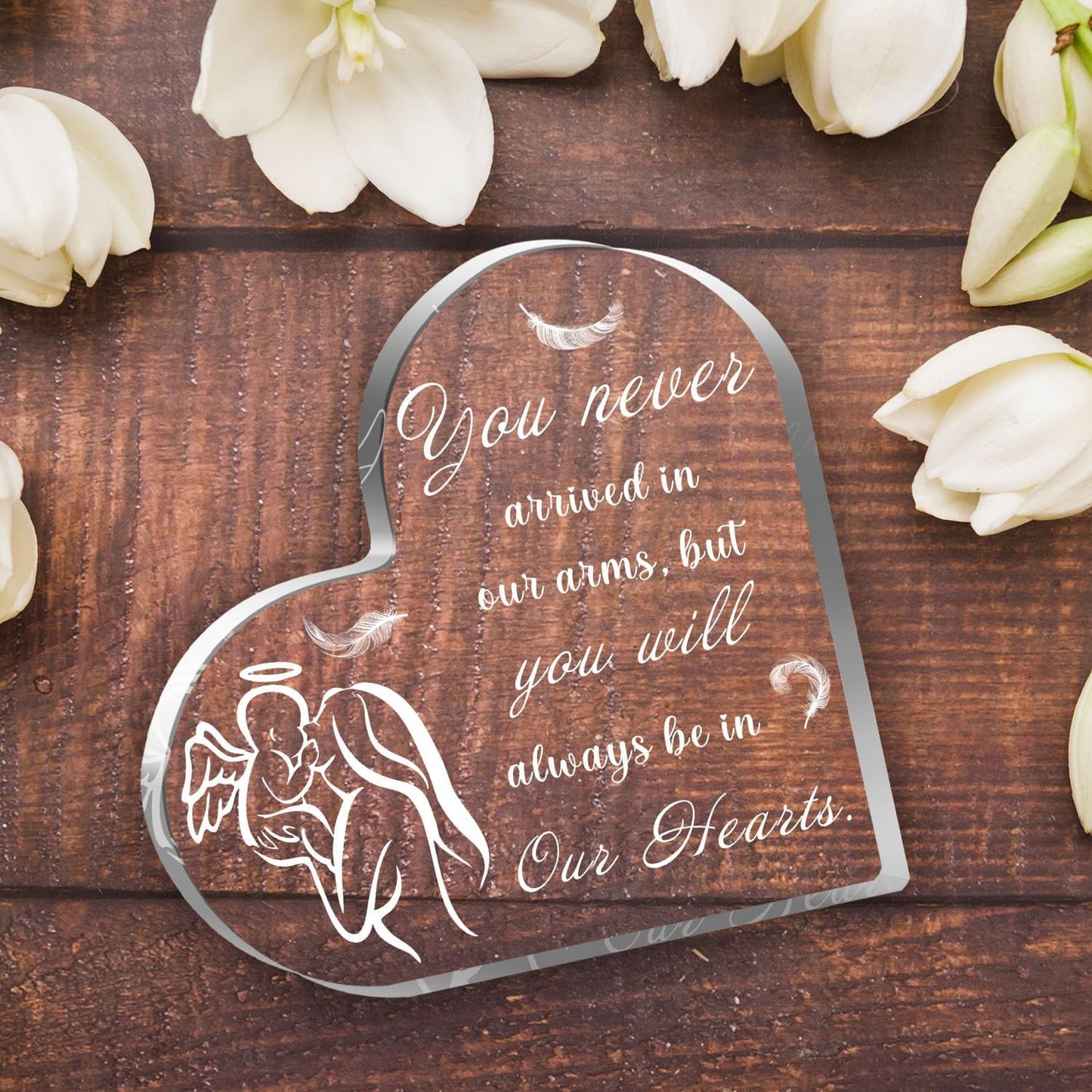 Miscarriage Gifts for Mothers, Miscarriage Condolence Gifts for Mothers, Sympathy Gift for Loss of Baby, Memorial Sorry for Loss Loving Infant, Remembrance Gift, Heart Acrylic Desk Sign, Grieving Gift
