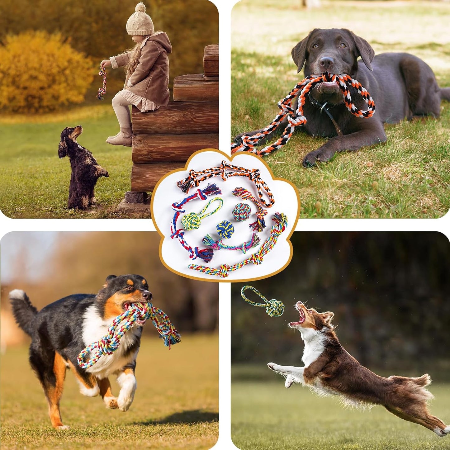 Aitmexcn Dog Rope Toys for Large and Medium Aggressive Chewers, 8 Pack Heavy Duty Dog Rope Toy for Large, Dental Cleaning Chew Toys, Tug Toy for Boredom, 100% Cotton Indestructible Pet Toy
