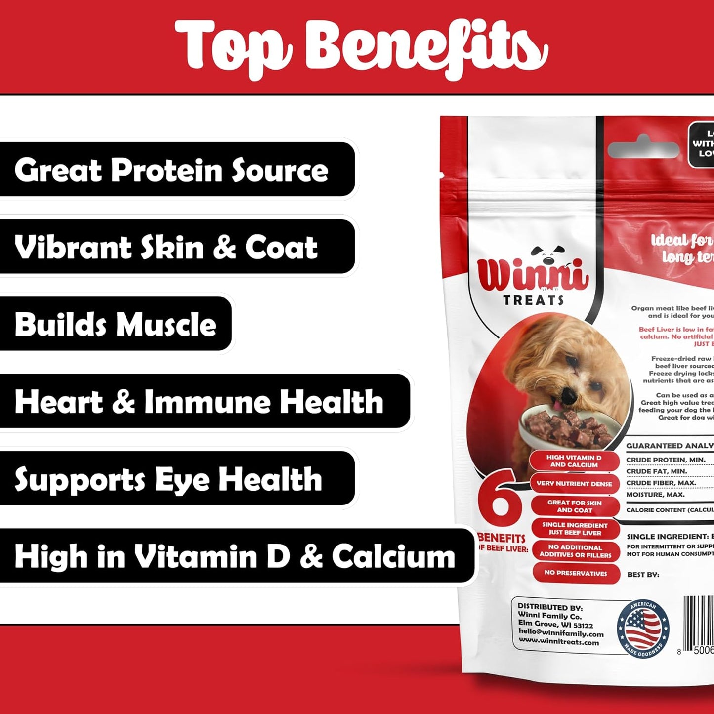 Freeze Dried Raw Beef Liver Dog Treats - Limited Ingredient, Preservative Free, High Protein, Low Fat Dog Treats - Raw Single Ingredient Treats for Pets - 4 oz