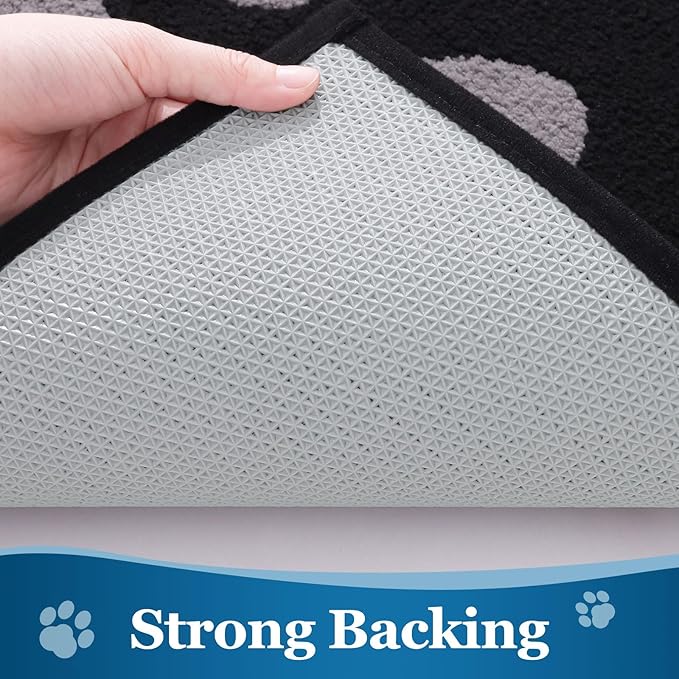 Buganda Dog Door Mat for Muddy Paws, Absorbent Dirt Trapper Washable Indoor Doormats, Non Slip Low-Profile Mud Mat for Dogs, Front Entrance Doormat for Inside Floor (48x30 Inches, Black and Grey)