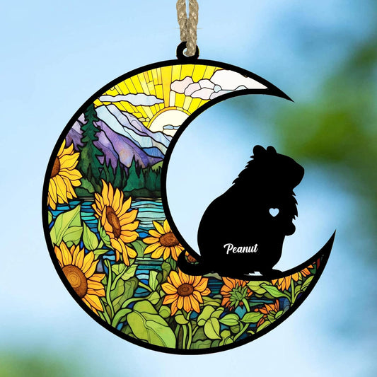 Personalized Hamster Memorial Suncatcher/Ornament - Custom Loss Guinea Pig Bereavement Ornaments, Pet Mouse Stained Glass Light Catcher Sympathy Gift, Pet Remembrance Keepsake Memory Window Hangings