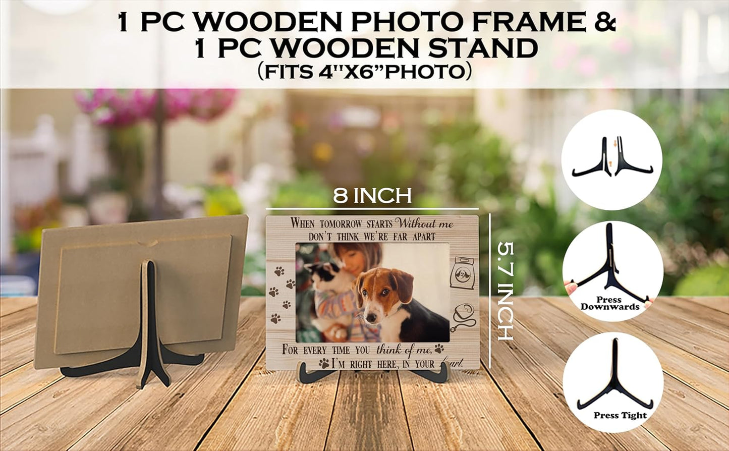 Pet Dog Cat Memorial Photo Frame - When Tomorrow Stars Without Me Wooden Tabletop Picture Frame With Stand - Pet Memory Frame Sympathy Gift For Dog Cat Owner -63