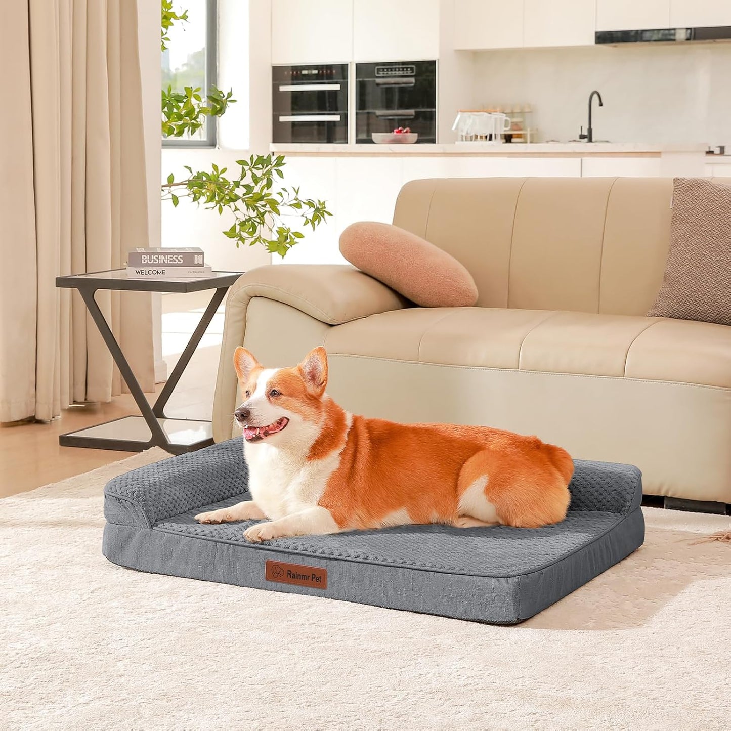 Orthopedic Dog Beds Large Sized Dog, Memory Foam Pet Bed for Medium and Large Dogs, Washable Removable Cover, Nonskid Bottom, Waterproof, 36x27x6 Inches, Dark Grey