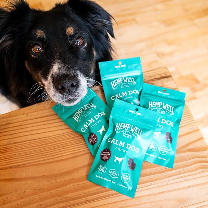 Hemp Well Calm Dog Soft Chews: Organic Hemp Infused with Melatonin - Calming Chews for Separation, Thunderstorms, and Stress - 8 Chews