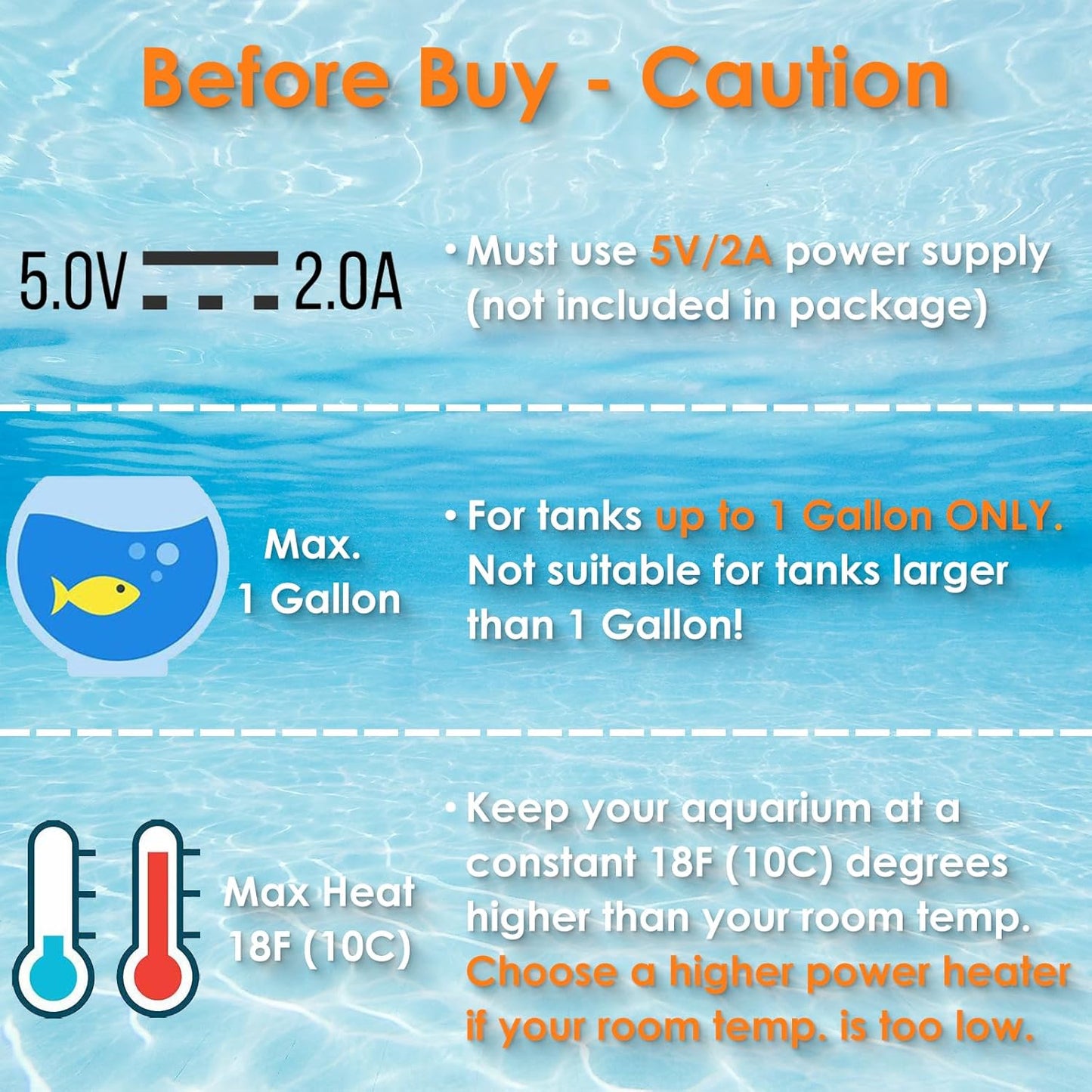 Mini Aquarium Heater 10W Super Small Fish Tank Heater with Digital Display Thermostat, 5V/2A USB Powered Betta Tank Heater Turtle Heater Small Aquarium Heater for Tanks up to 1 Gallon