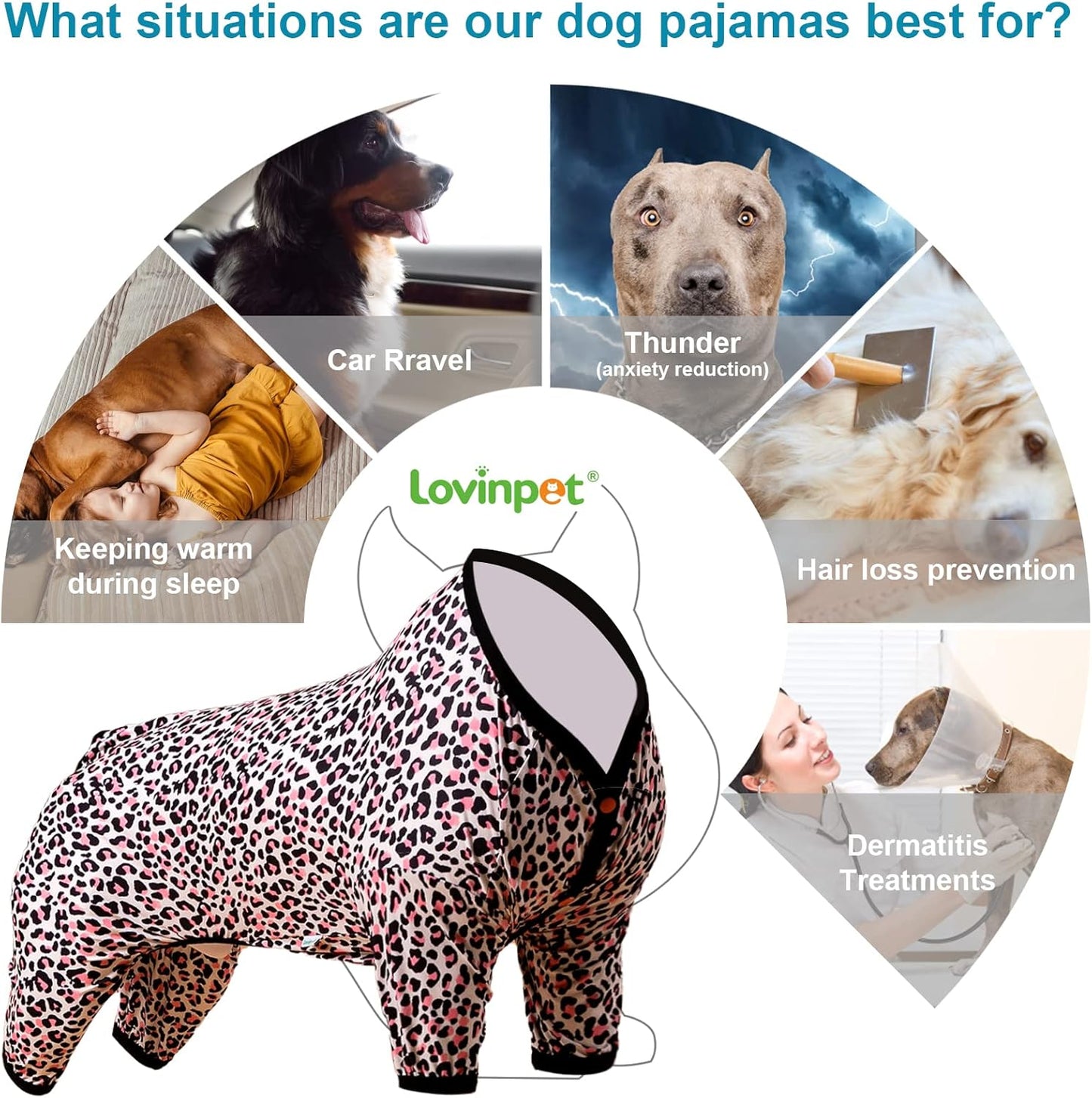 LovinPet Dog Pajamas Lovinpet Large, Double Brushed Stretch Knit, Neon Pink Cheetah Print, UV Protection, Pet Anxiety Lightweight Pullover Pet Pajamas, Full Coverage Dog Pjs,Leopard Pink XL