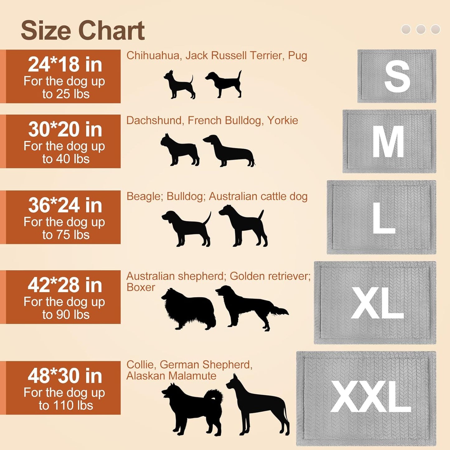 BEAUTYZOO Dog Bed Crate Pad 48 x 30 inch, Washable Dog Crate Mat for XX-Large Sized Dogs, Anti-Slip Pet Crate Bed Kennel Pad, Durable Cozy Puppy Sleeping Mat Rectangle Mattress, Grey