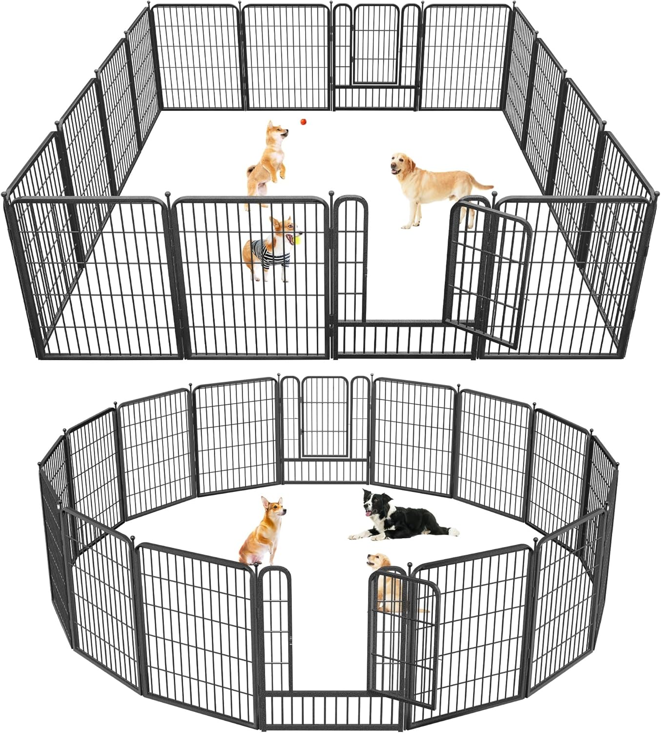 Dog Playpen 32" Height 16 Panels Portable Pet Fence Outdoor for Yard Indoor Dog Pen Outdoor for Medium/Small Animals, Large Pet Puppy Playpen Heavy Duty Pet Fence for RV Camping, Yard