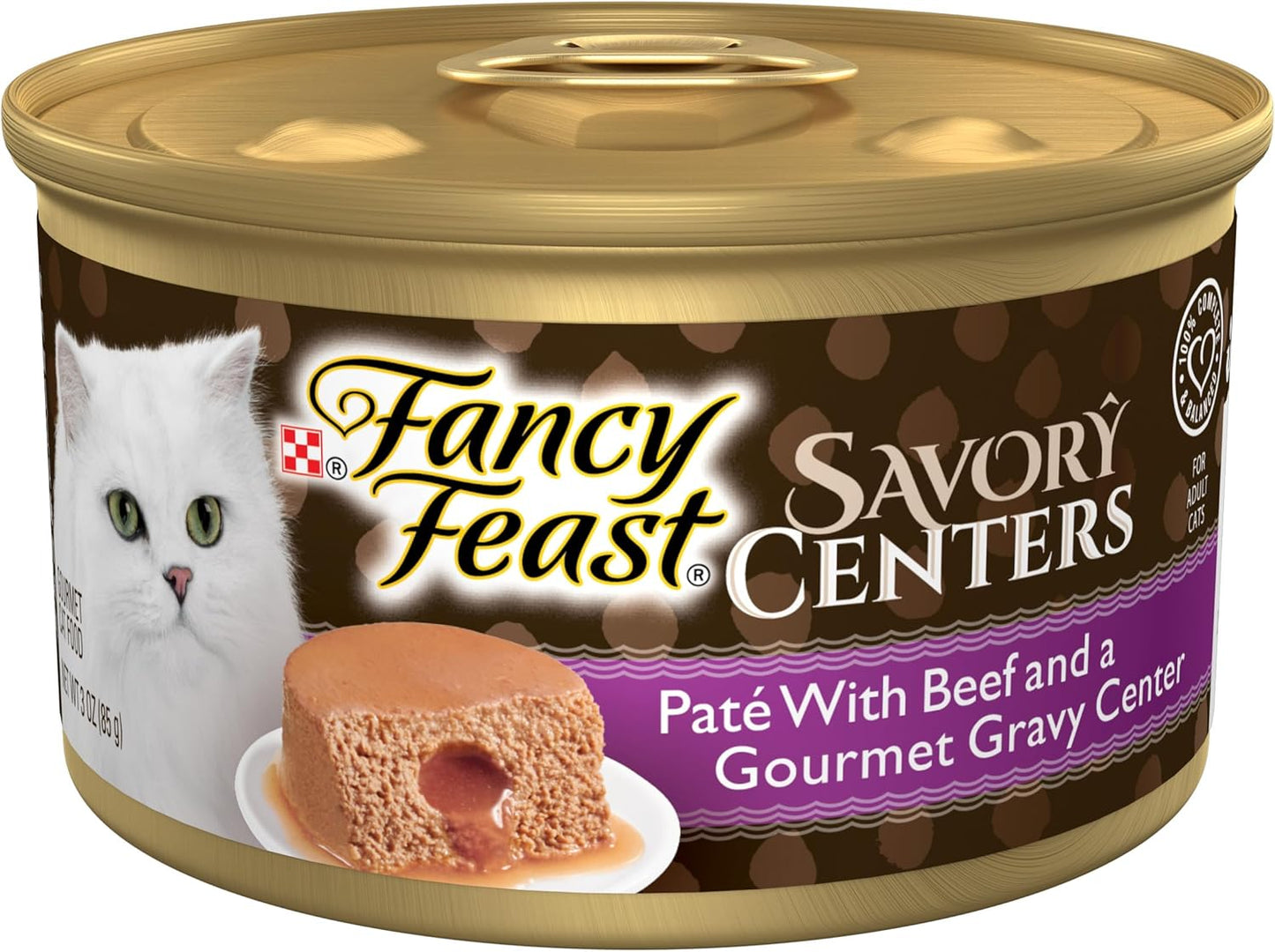 Purina Fancy Feast Savory Centers With Beef Wet Cat Food Pate with Gourmet Gravy Center - (Pack of 24) 3 oz. Cans
