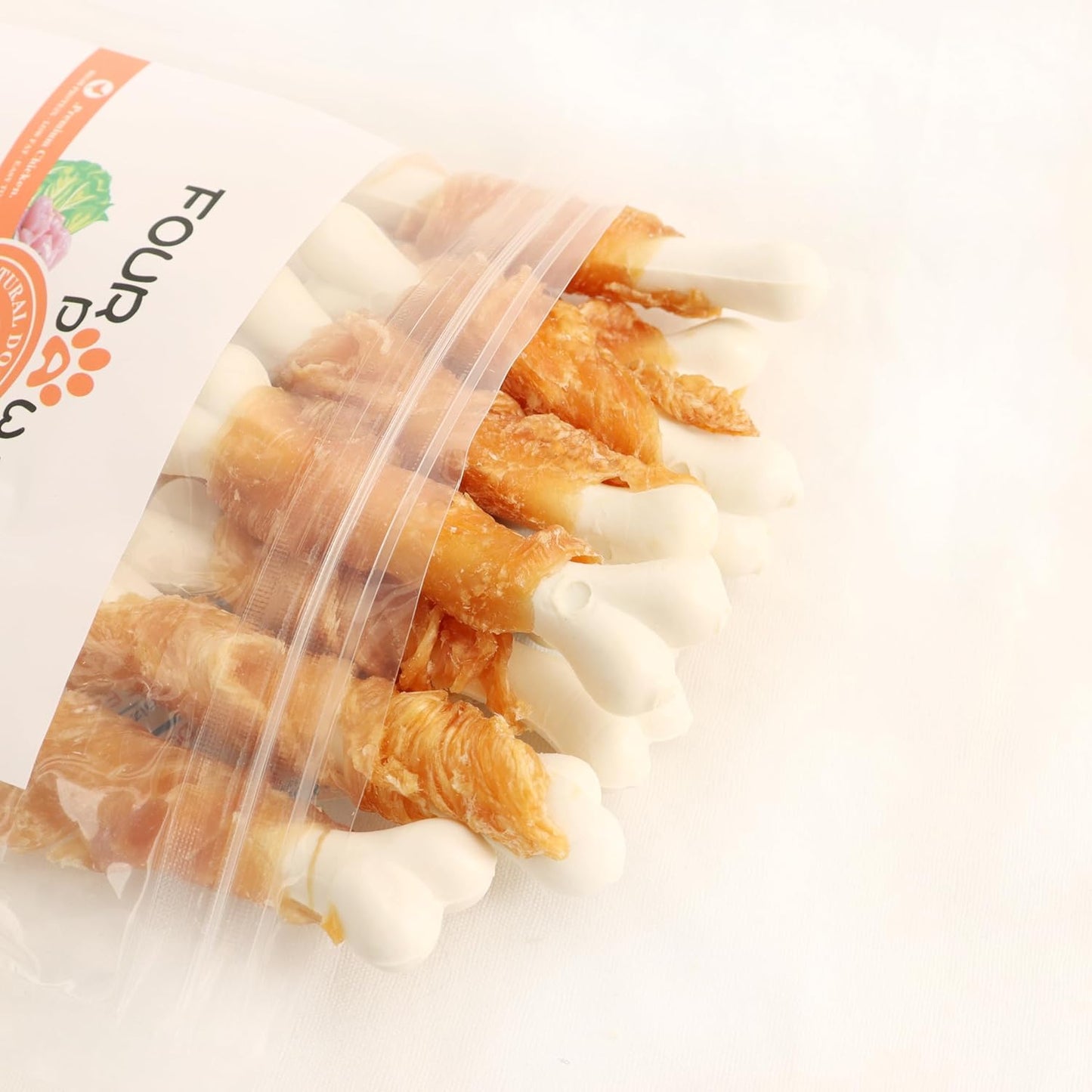 Dog Treats, 2.8 Inch Natural Chicken Wrapped Calcium Dog Bones, Suitable for Puppy and Small Dogs, Pack of 3.5oz.