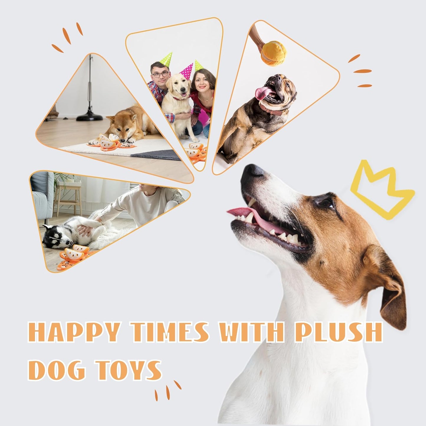 Nocciola Hide and Seek Plush Dog Toys, Orange Tangerine Interactive Dog Toy for Small Dogs, Puppy Squeaky Toy with Crinkle Papers, Puzzle Toy for Boredom, Nosework Pet Toy for Small Medium Dogs