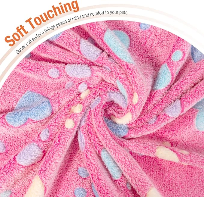 Pet Soft 1 Pack 3 Pet Blankets for Dogs - Fluffy Cats Dogs Blanket for Small Medium & Large Dog, Cute Print Pet Throw Puppy Blankets Fleece (Heart, 3XL)