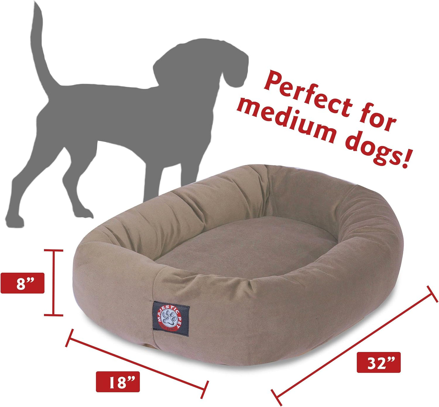 Majestic Pet Villa 32 Inch Shredded Memory Foam Dog Bed for Medium Sized Dogs 32x23x7 Inch–Orthopedic Dog Bed - Durable Pet Bed - Washable Medium Pet Bed with Head Support-Fern