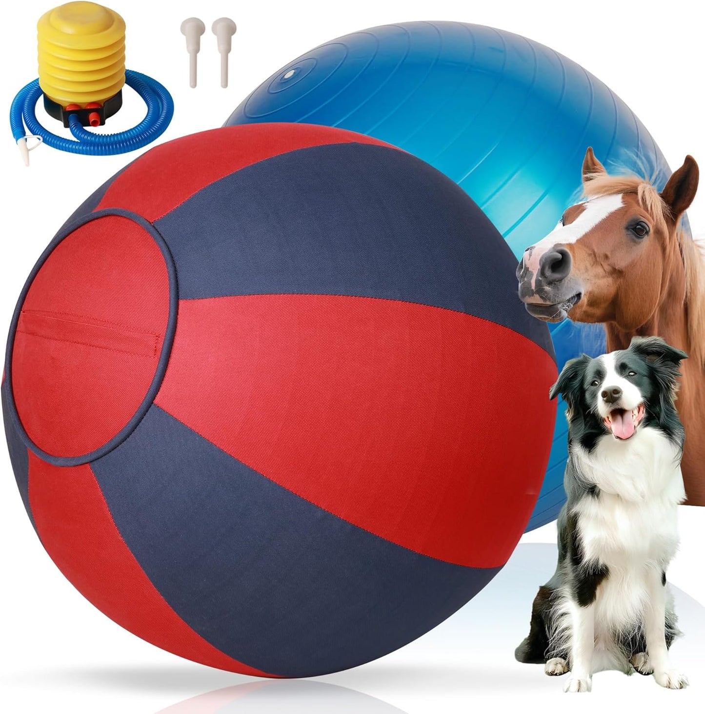 Pet Prime 25" Herding Ball for Dogs, Herding Dog Toys with Hand Pump for Australian Shepherd,Toys for Play and Exercise,Large Dog Ball for Cattle Collie Dogs Horse with Cover