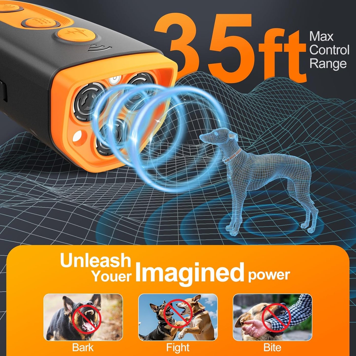 ELRINA Dog Bark Deterrent Devices, Bark Shield for Dogs, Variable Frequency Ultrasonic Anti Barking Device, Training Safe & Effective Pet Corrector to Stop Barking, Digging, Fight, Bad Behavior