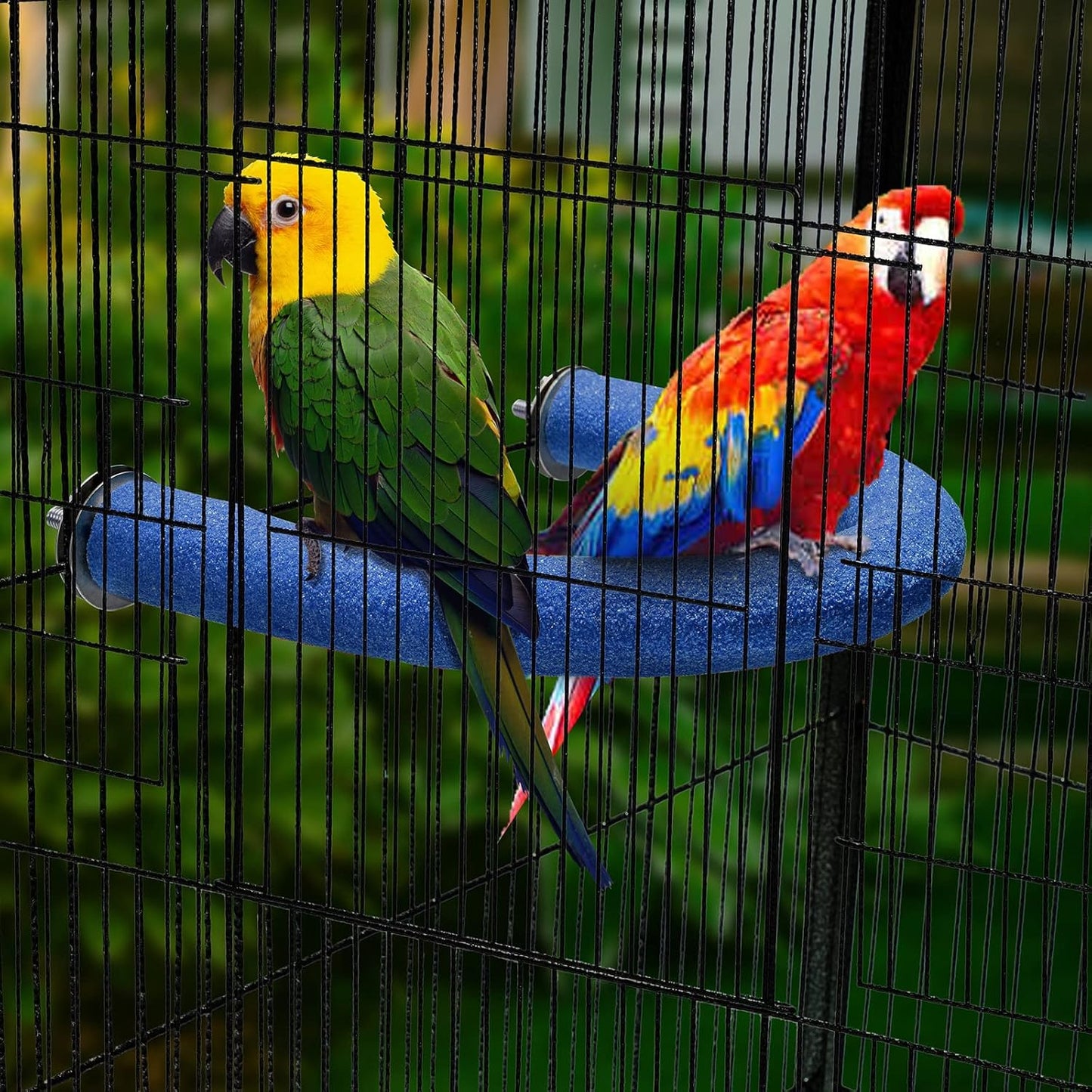 U Shape Parrot Perch Stand Toy Bird Platform Sand Paw Grinding Clean Stick Exercise Conure Budgie Cockatiel Cage Accessories (Small-Blue)