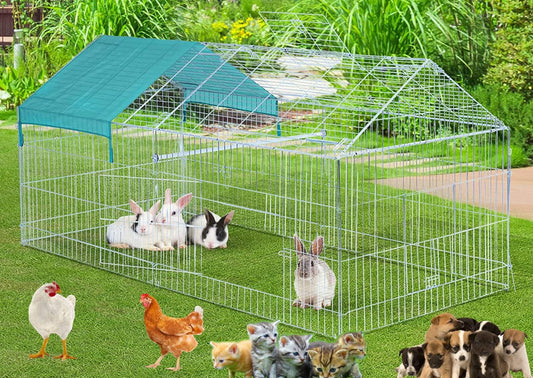71" x 30" NO Rust Stainless Galvanized Steel Foldable Outdoor Indoor Chicken Coop Run Metal Pet Hutch Enclosure Small Animal Playpen Waterproof Cover for Rabbits Chickens
