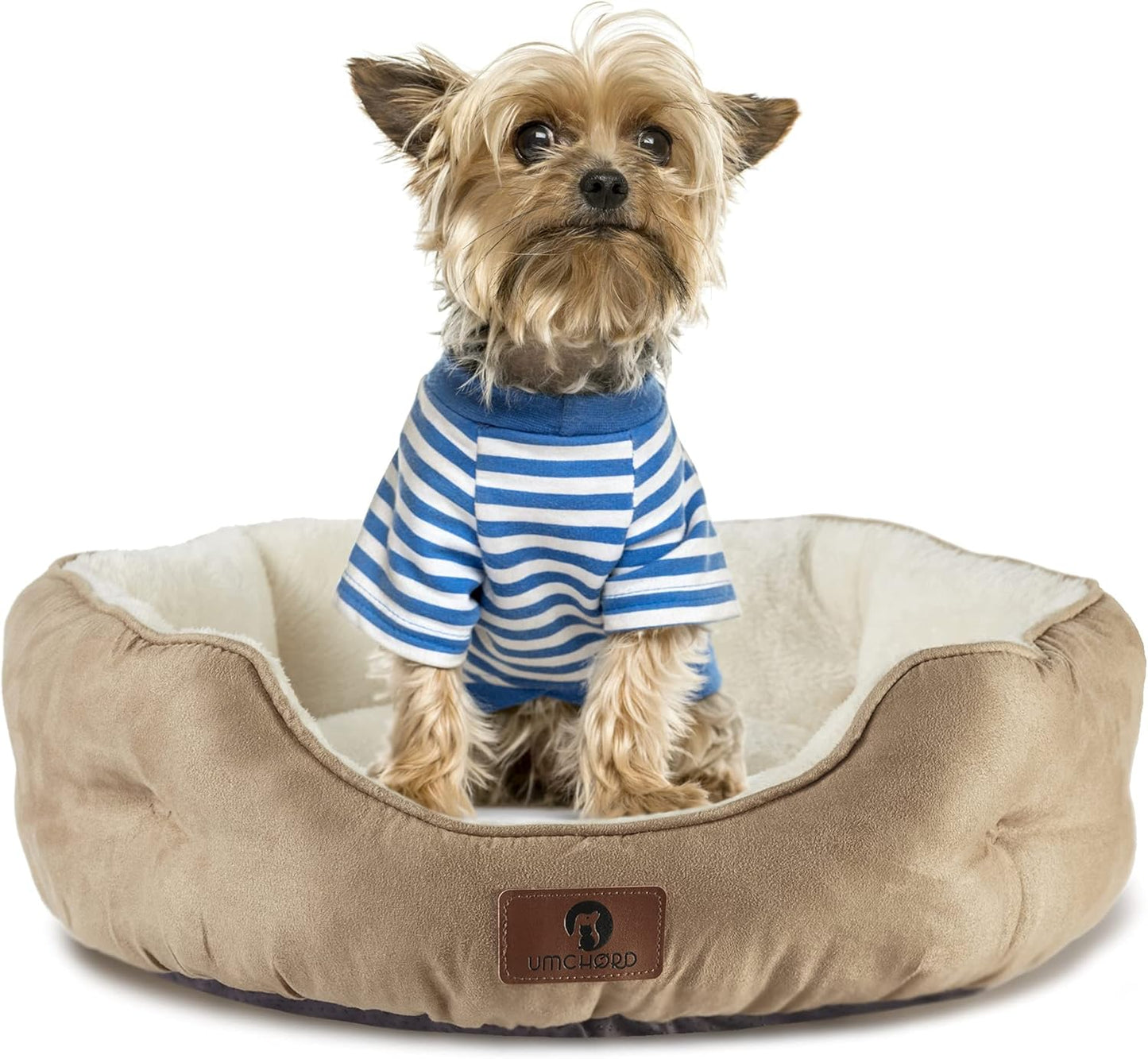 Asvin Medium Dog Bed for Medium Dogs, Cat Beds for Indoor Cats, Pet Bed for Puppy and Kitty, Extra Soft & Machine Washable with Anti-Slip & Water-Resistant Oxford Bottom, Light Brown, 25 inches