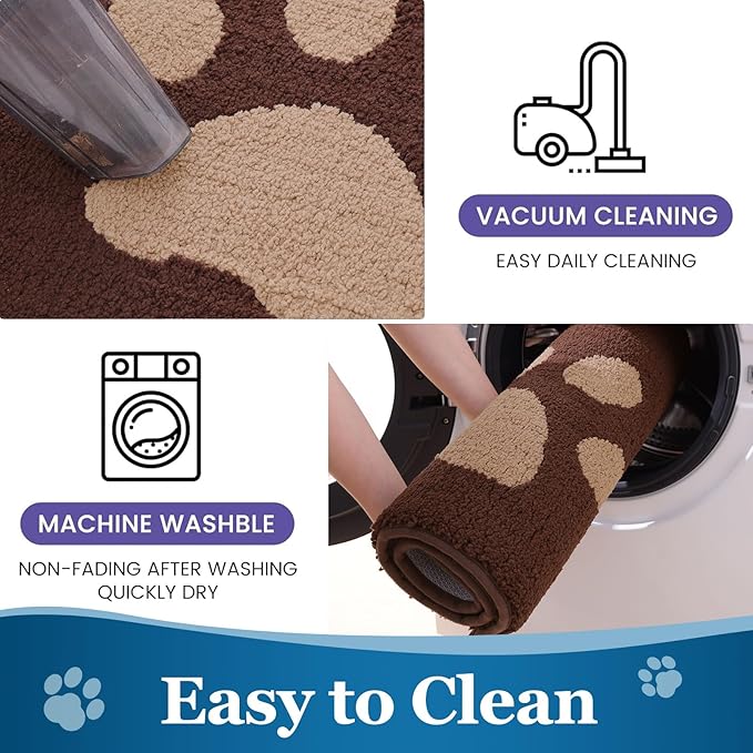 Buganda Dog Door Mat for Muddy Paws, Absorbent Dirt Trapper Washable Indoor Doormats, Non Slip Low-Profile Mud Mat for Dogs, Front Entrance Doormat for Inside Floor (40x32 Inches, Brown)