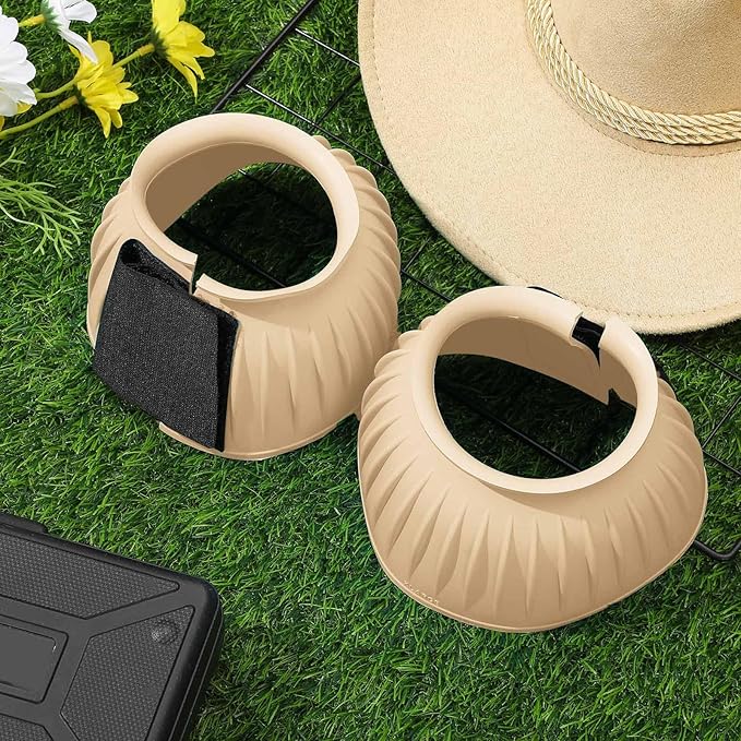 Abbylike Horse Bell Boots Protect Against Hoof Impact Trauma Rubber Bell Boots Horse Care for Turnout No Rub Design Comfort Quick Wrap Hook and Loop