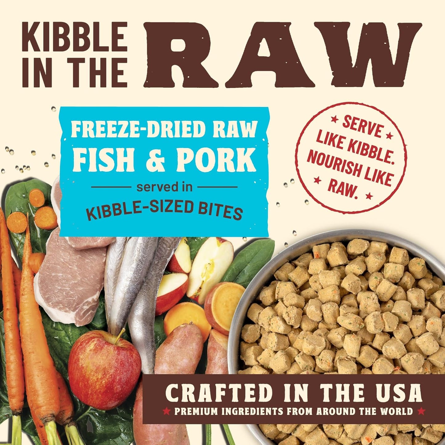 Primal Kibble in The Raw, Freeze Dried Dog Food, Fish & Pork, Scoop & Serve, Made with Raw Protein, Whole Ingredient Nutrition, Crafted in The USA, Dry Dog Food 1.5 lb Bag