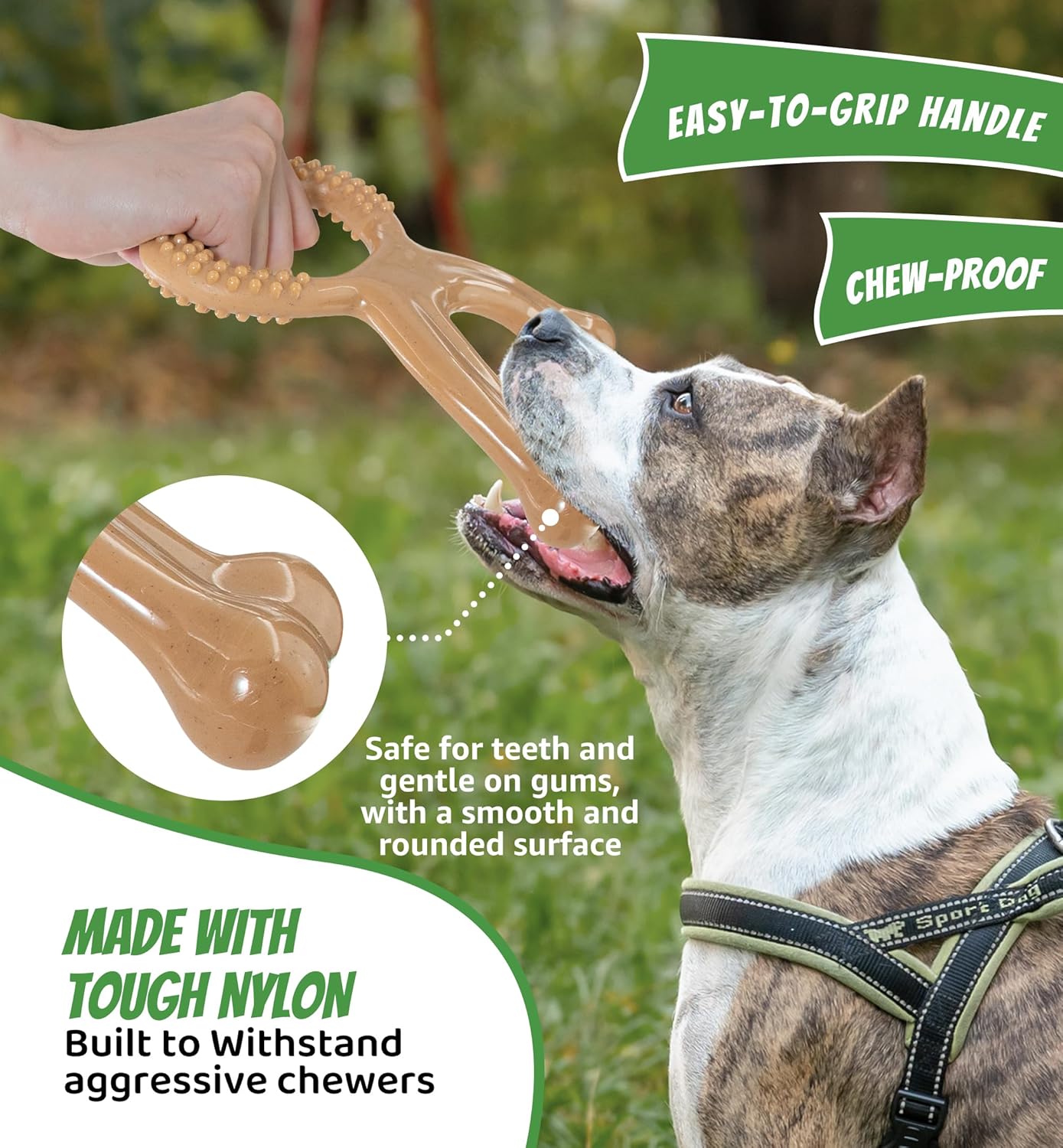 Durable Dog Chew Toy for Aggressive Chewers, Indestructible Nylon Bone Dental Care Teeth Cleaning Chew Toy for Small, Medium and Large Dogs, Keep Them Busy, Irresistible Beef Flavor (Brown)