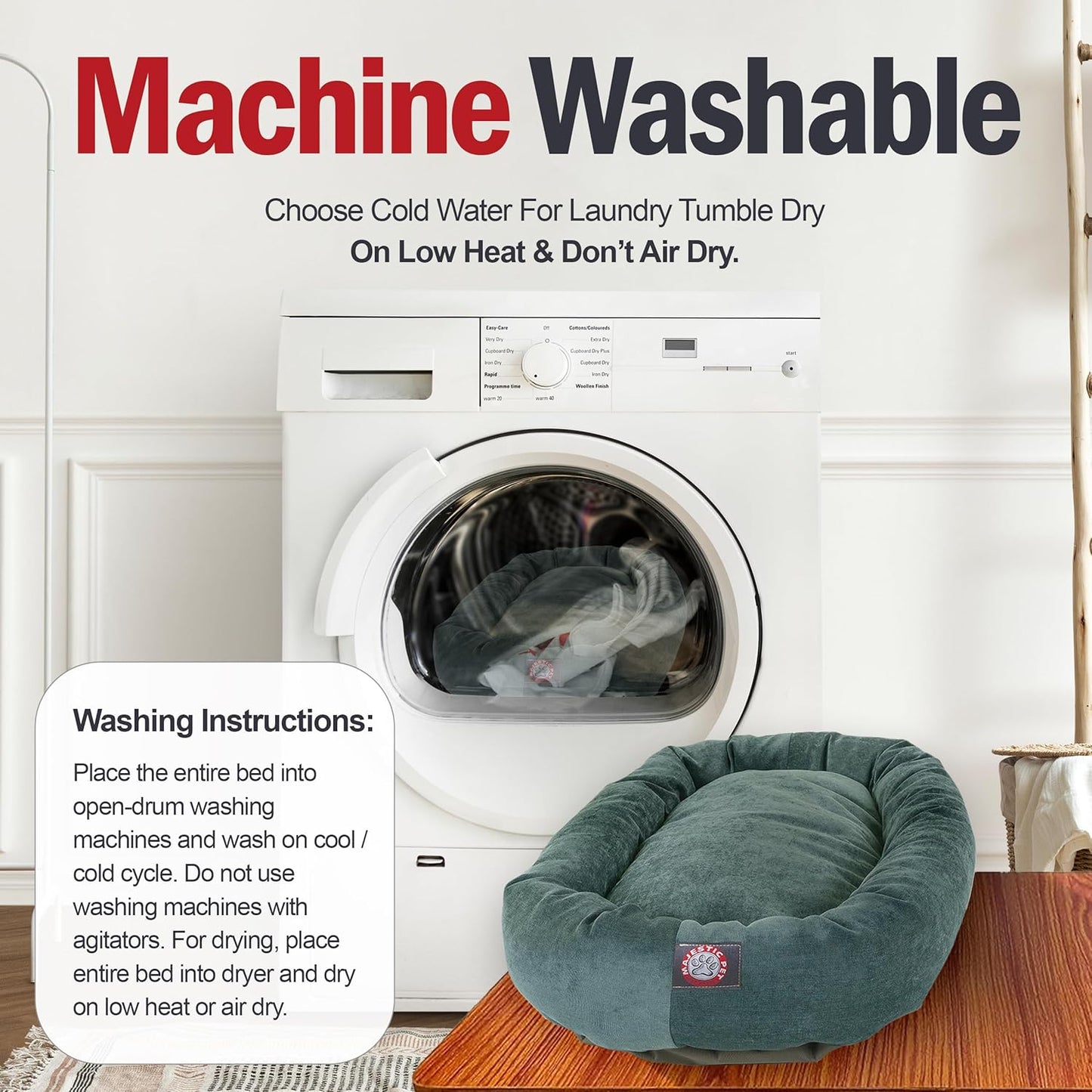 Majestic Pet Villa 52 Inch Shredded Memory Foam Dog Bed for X-Large Sized Dogs 52x35x11 Inch–Orthopedic Dog Bed with Removable Washable Cover-Washable X-Large Pet Bed with Head Support-Azure