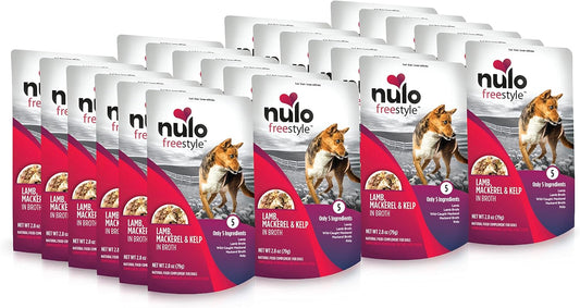 Nulo Freestyle Lamb, Mackerel, & Kelp in Broth Real Meat Dog Food Topper, 2.8 Ounce (Pack of 24)