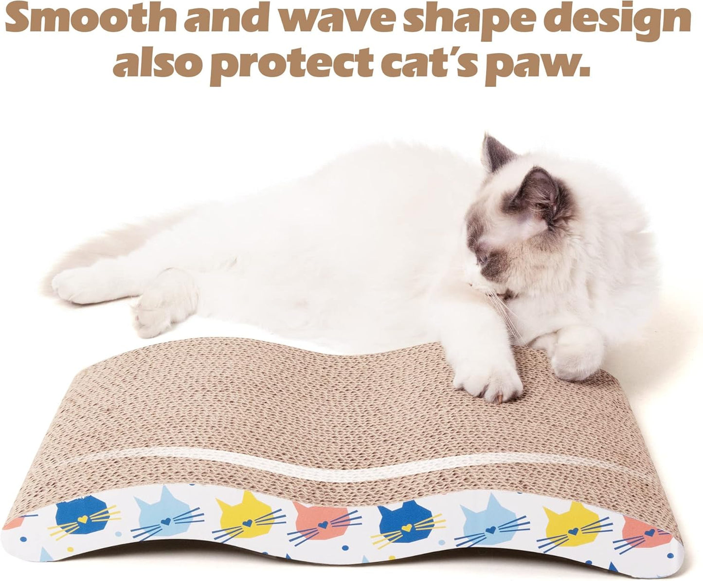 Pet Prime 3PCS Cat Scratcher Cardboard Board 3 Pack Cat Recycle Corrugated Scratching Pad Cat Scratching Lounge Sofa Bed Wave Shape Cat Scratch Pad with Catnip (3PCS)