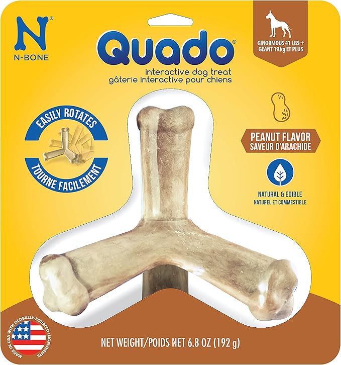 N-Bone Quado Interactive Chew, Ginormous Peanut Flavor (1 Pack), Large
