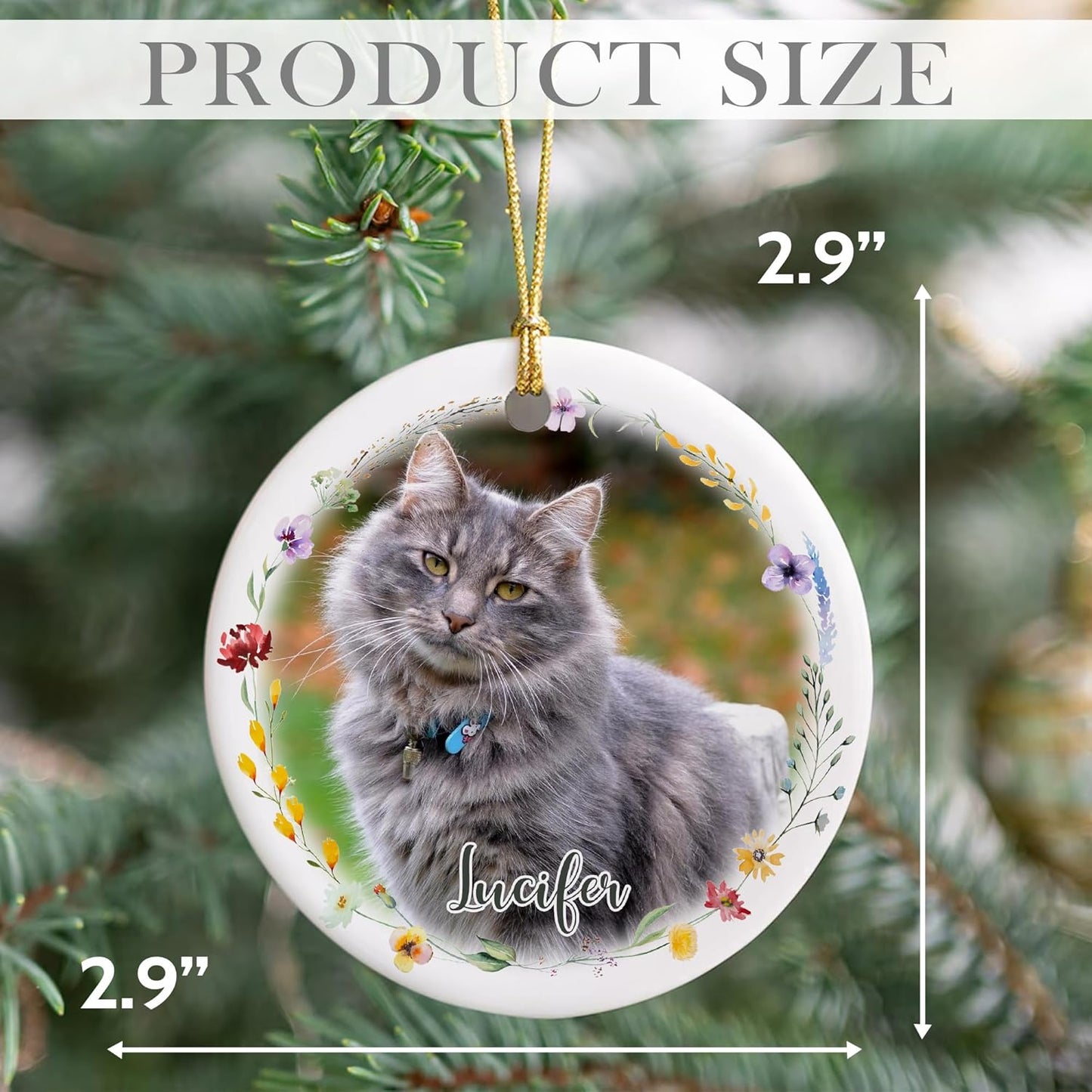 Personalized Wings Memorial Dog Christmas Ornaments - Forever in Our Hearts Acrylic Ornament for Your Loss Pet - Custom Photo, Name, Years (Memorial Cat Ceramic)