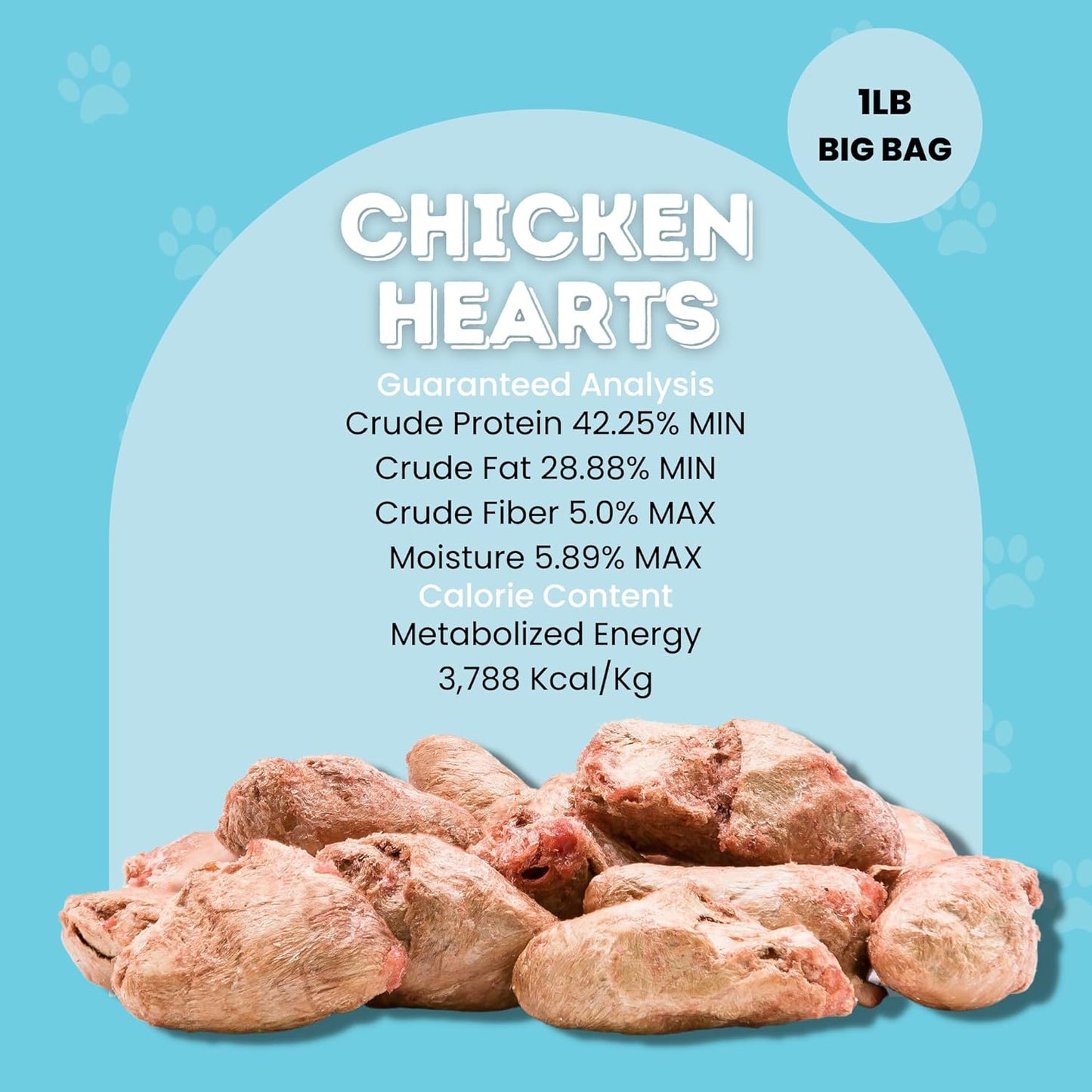 hotspot pets Freeze Dried Chicken Hearts for Cats & Dogs - 1LB Big Bag- Made in USA -Single Ingredient All Natural Grain-Free -Resealable Bag- Perfect for Training, Topper or Snack, Allergen-Free