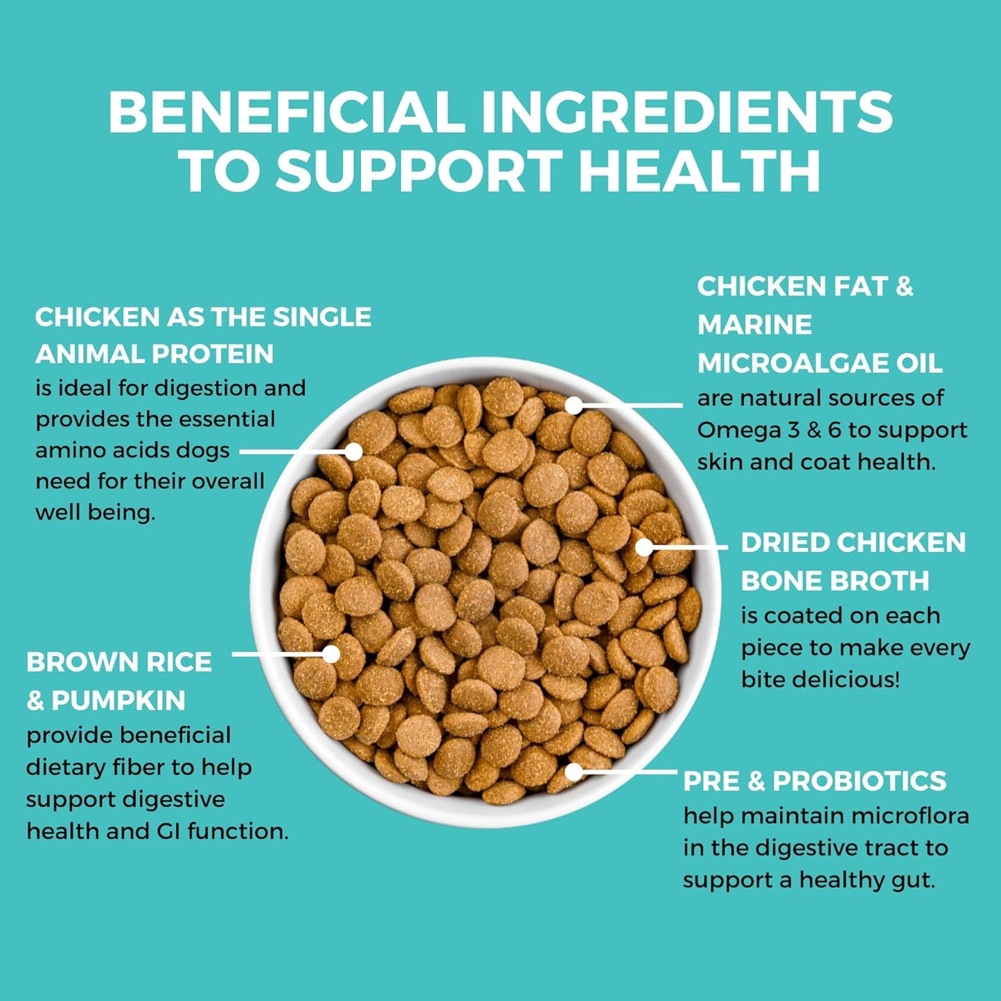 KOHA Limited Ingredient Bland Diet Dry Food for Dogs - Chicken & Brown Rice Recipe, Sensitive Stomach Dog Food - Pumpkin for Digestive Support, 20 lbs