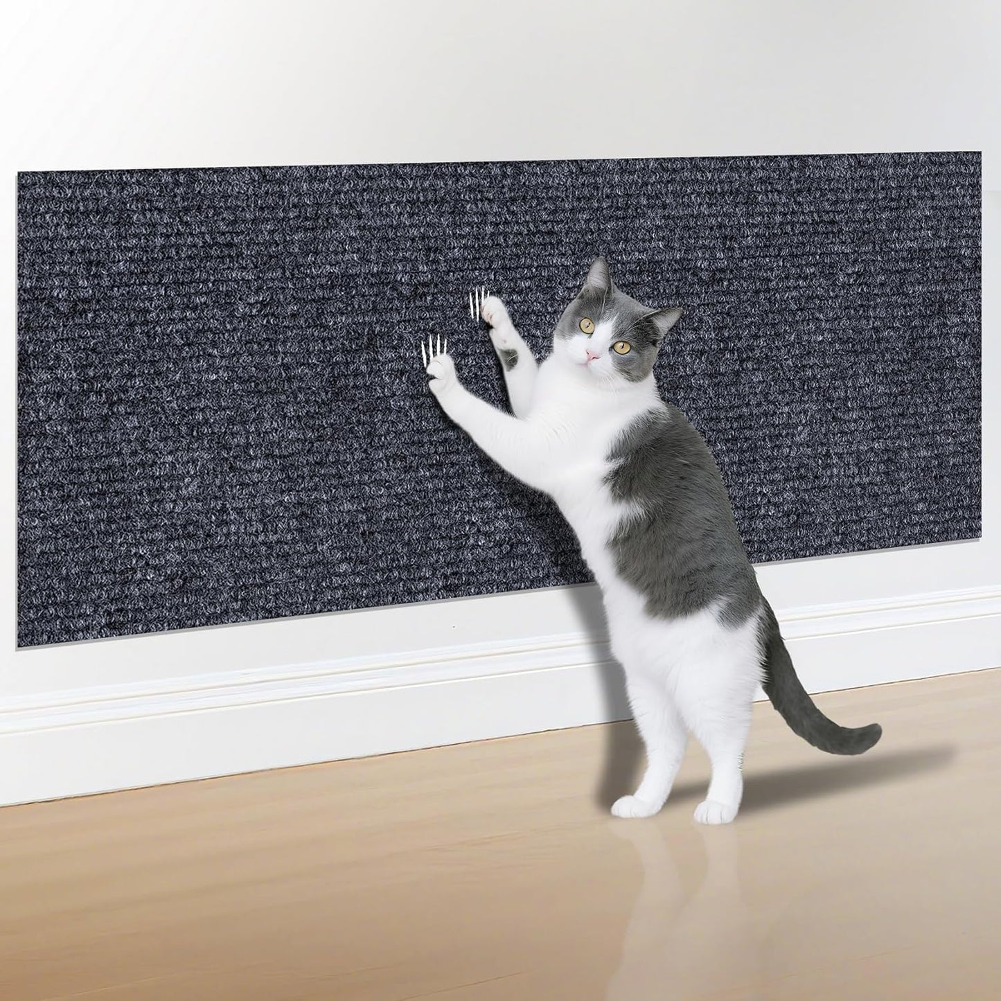 ICOOP Couch Protector from Cat Claws 15.8"×80" Dark Gray Cat Scratching Mat Self-Adhesive Couch Corner Protectors for Cats Trimmable Furniture Protectors from Cats Scratch Pad Scratcher Rug for Wall