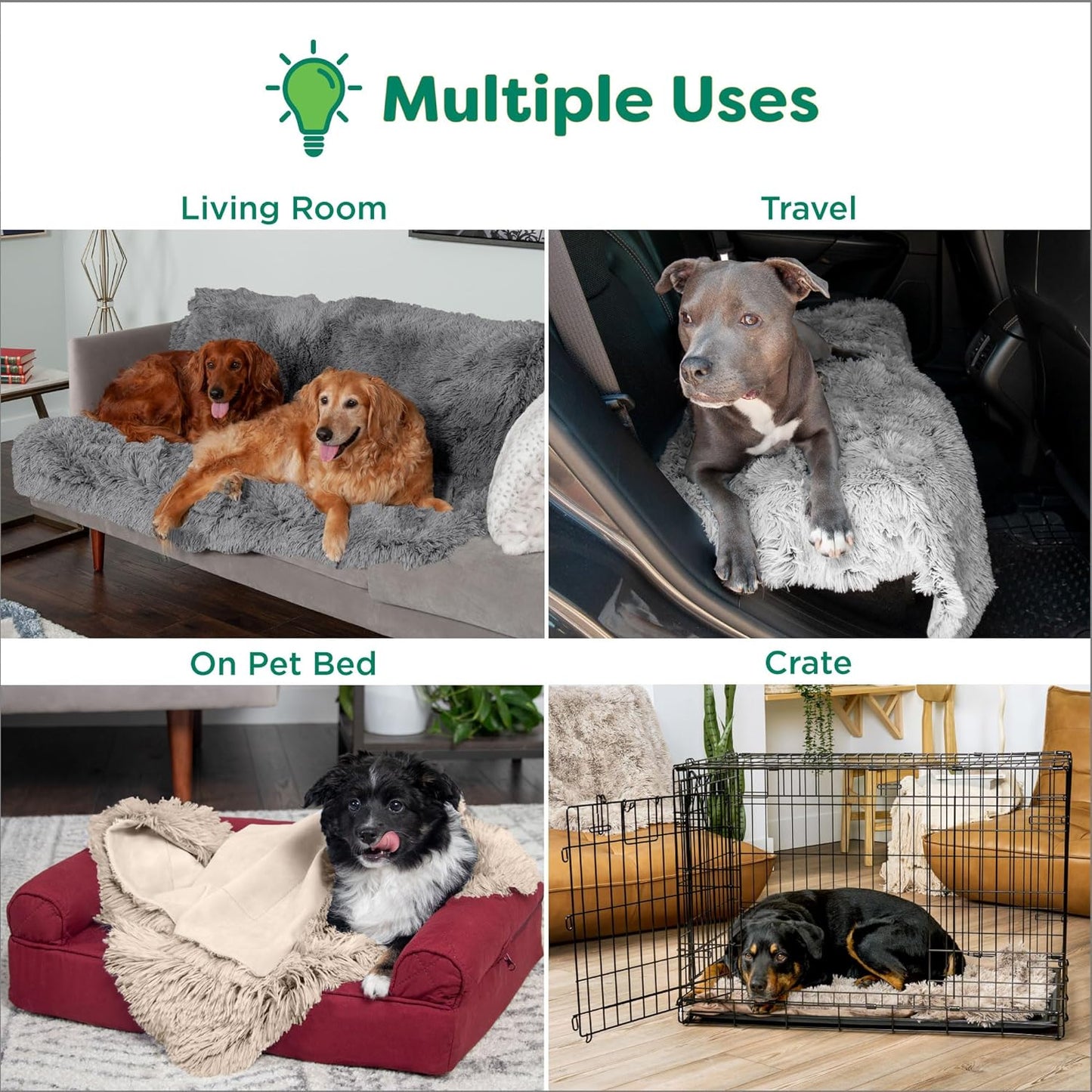 Furhaven Waterproof Throw Blanket for Dogs & Indoor Cats, Washable - Shaggy Plush Calming Long Faux Fur & Velvet Dog Blanket - Driftwood, Small