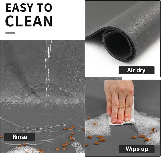 Pet Feeding Mat - Absorbent Dog Mat for Food and Water, No Stains Cat Bowl Mat, Easy to Clean Pet Placemats, Quick Dry Dog Water Dispenser Mat for Messy Drinkers | Dark Grey 16"x 24"
